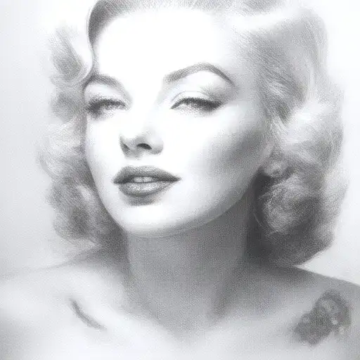 marilyn monroe as a pin up with lip prints trailing tattoo design idea
