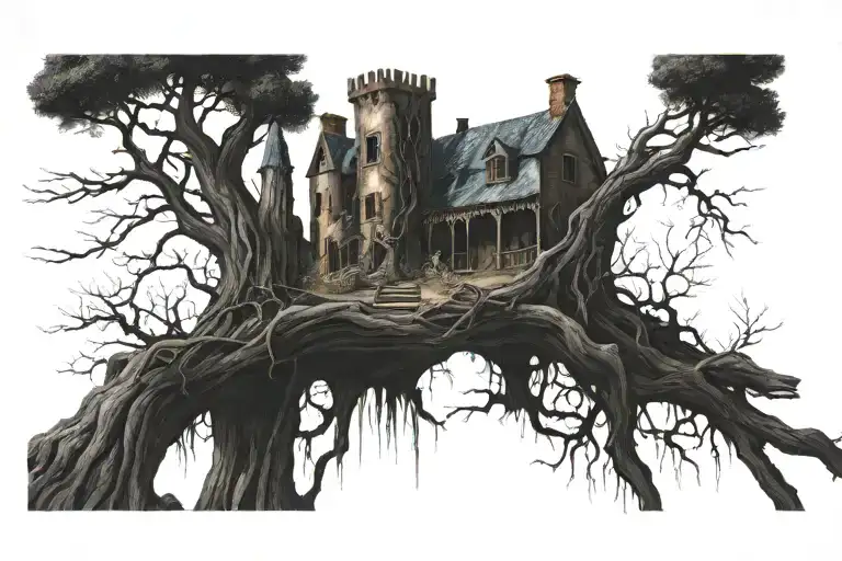 dead  poison tree growing around lil peeps castle surrounded  tattoo design idea