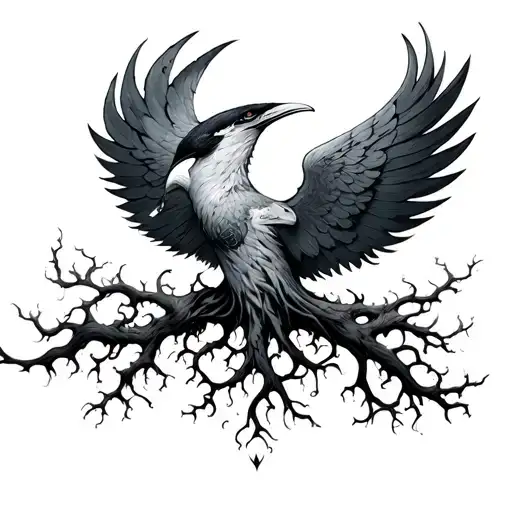 yggdrasil and thunderbird tattoo design idea