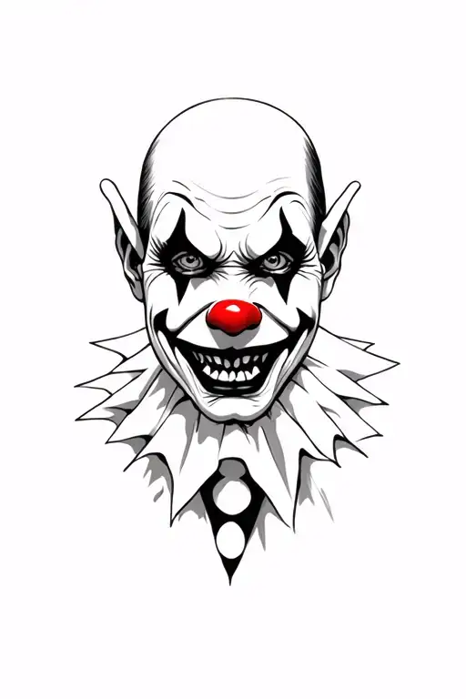 evil crazy clown tattoo design idea
