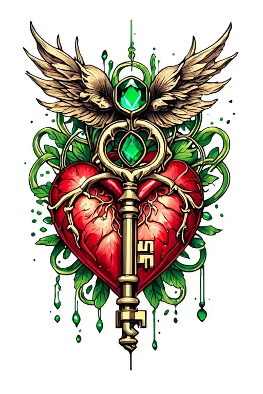 skeleton key may 22 2022 key to my heart Nora-Grace Celtic vibe Gemini green birthstone key chaine tattoo design idea