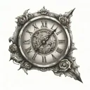 simple Roman numeral clock face tattoo design idea