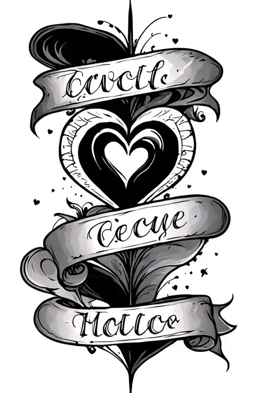 3 names with hearts in between  tattoo design idea