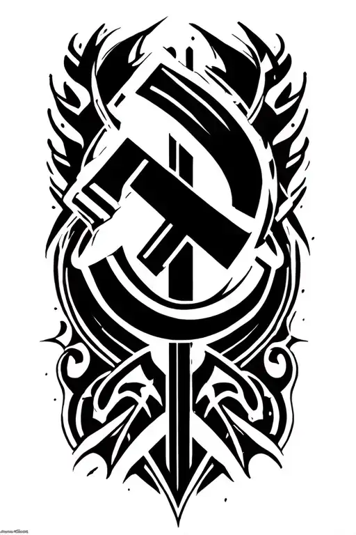 communism hammer and sickle inspired tattoo tattoo design idea