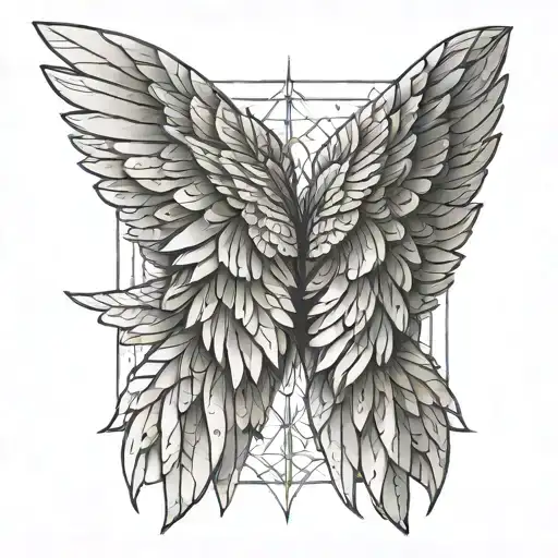 Drawing of wings in the style of Da Vinci's drawings tattoo design idea