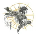 chosen ones written in light rays beaming tattoo design idea