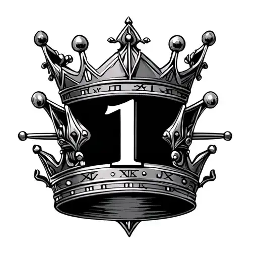 King's Crown with roman numeral 1 tattoo design idea