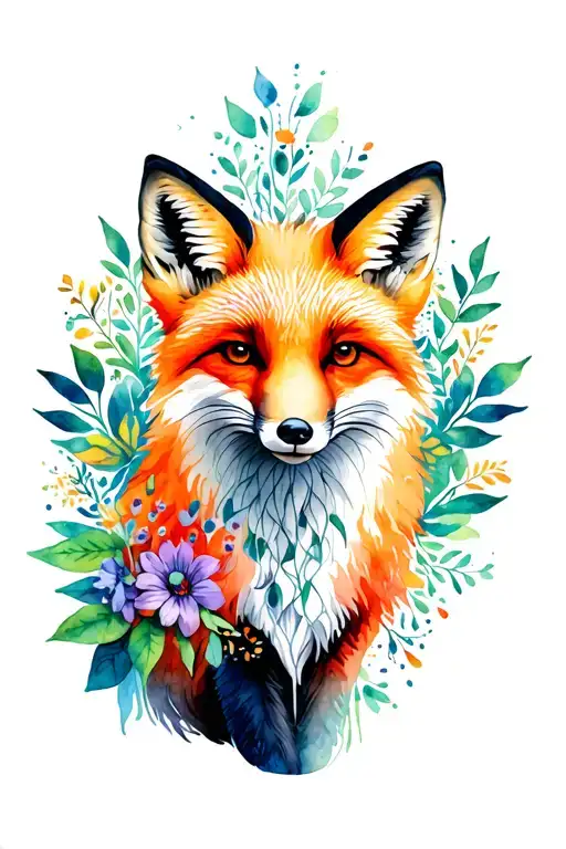 Flowers Fox inside Mandala tattoo design idea