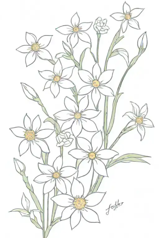 daisies, astors, daffodils, jonquils tattoo design idea