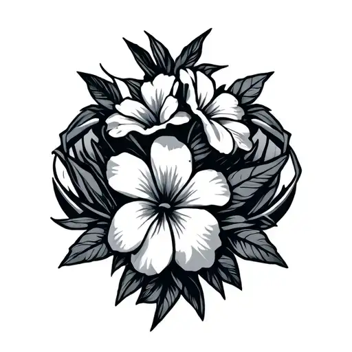 military intelligence symbol and hawaii flowers tattoo design idea
