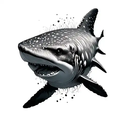 a whale shark made out of wisps birds eye view tattoo design idea