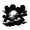 negative shaded cloud tattoo design idea