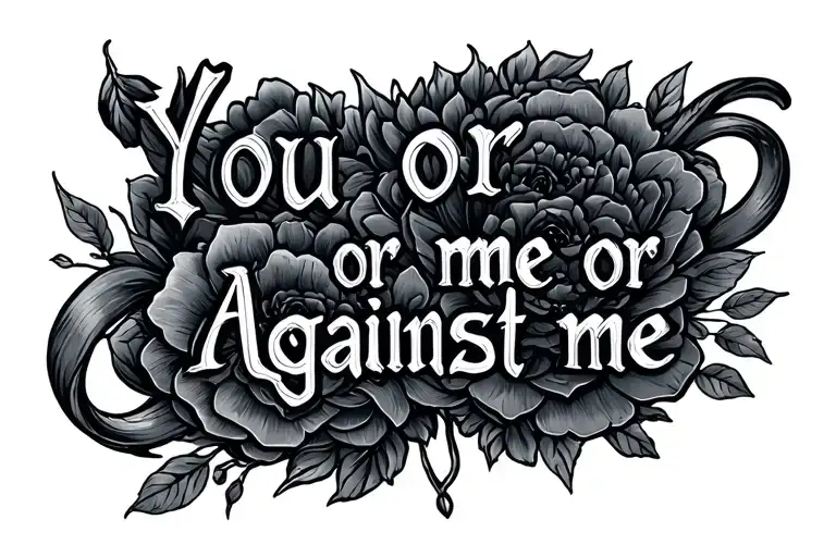 "You or me or against me" 444 Written tattoo design idea