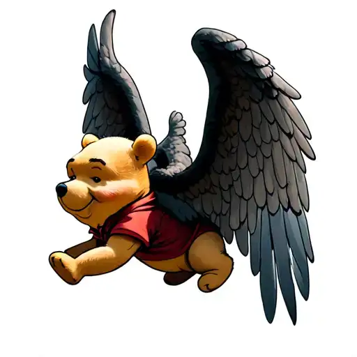 winnie the pooh with wings tattoo design idea