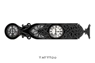 celtic castle clock tower tattoo design idea