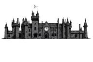 celtic castle clock tower tattoo design idea