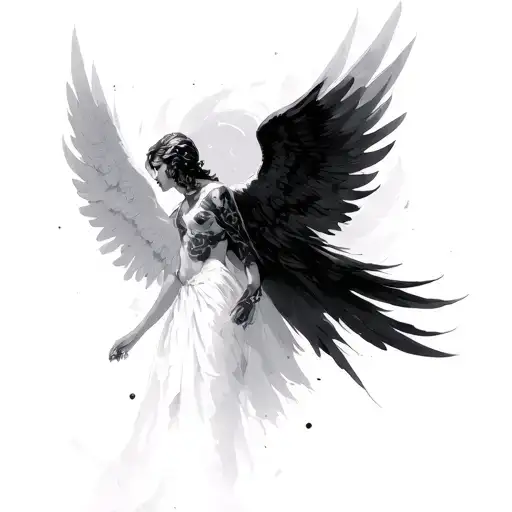 angel con 6 alas tattoo design idea