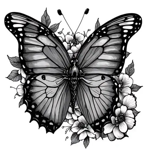 "Carpe diem, memento mori" Butterfly landing tattoo design idea