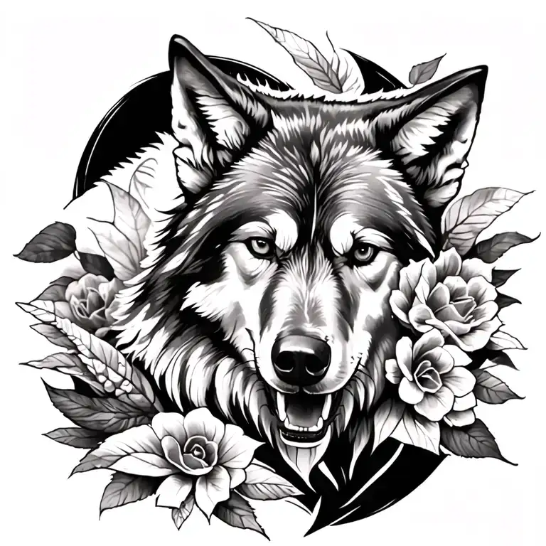 a black wolf tattoo design idea