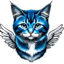 blue russian cat with wings tattoo design idea