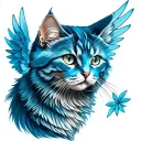 blue russian cat with wings tattoo design idea