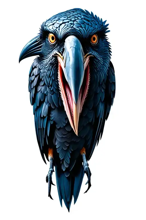 zombie crow with molded beak tattoo design idea