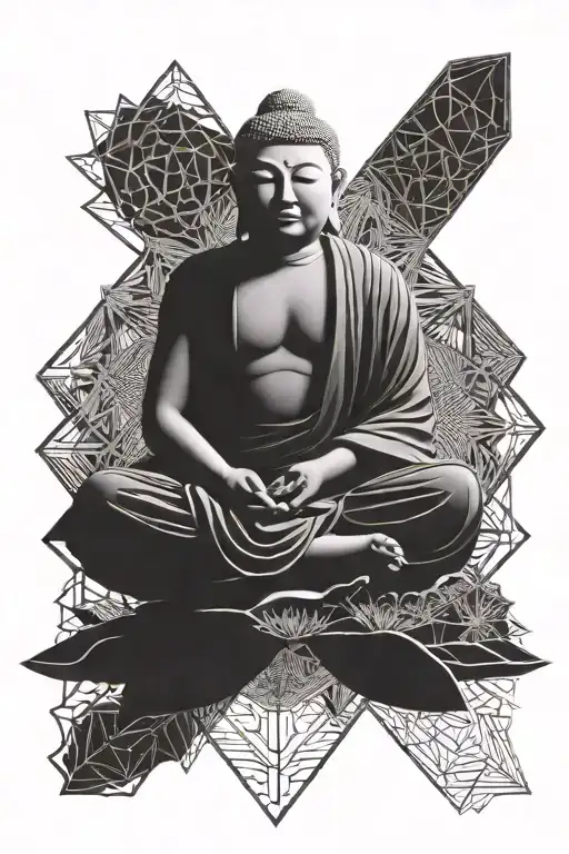 budha sitting in a lotus tattoo design idea