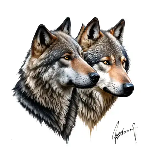two wolves face to face tattoo tattoo design idea