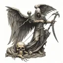 A combination of a reaper and arch angel symbolizing the balance between life and death tattoo design idea