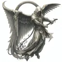 A combination of a reaper and arch angel symbolizing the balance between life and death tattoo design idea