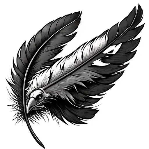 XXI-II-MCMLXIV roman numerals inside an eagle feather tattoo design idea