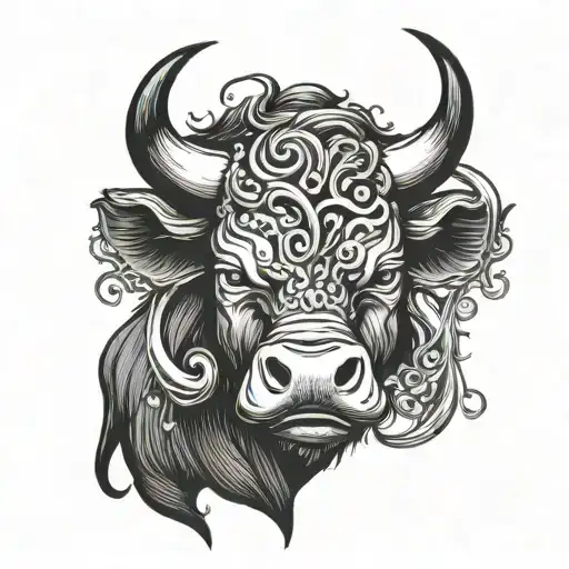 Angry Bull with ring in nose   tattoo design idea