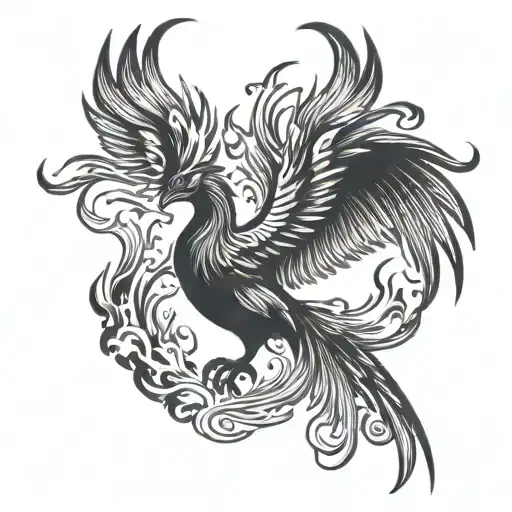 a Phoenix rising from flames tattoo design idea