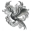 a Phoenix rising from flames tattoo design idea