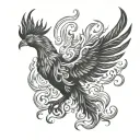 a Phoenix rising from flames tattoo design idea