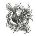 a Phoenix rising from flames tattoo design idea