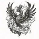 a Phoenix rising from flames tattoo design idea