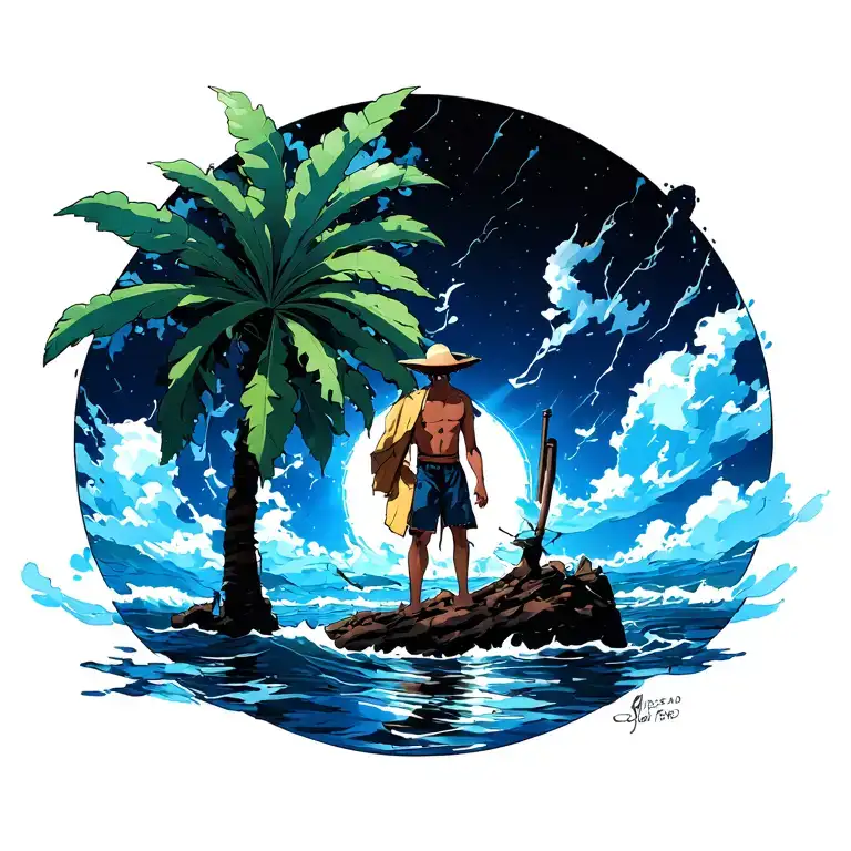 one piece panel manga inspired scene tattoo design idea