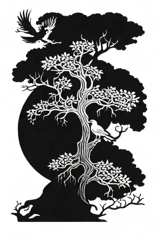 1. The Tree of Life (Yggdrasil) as the Central Piece  • Branches: Decorate the branches with Odin's ravens, Huginn and M tattoo design idea