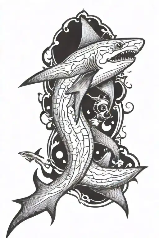hammer head shark tattoo design idea