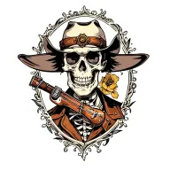 neo traditional skeleton cowboy tattoo design idea