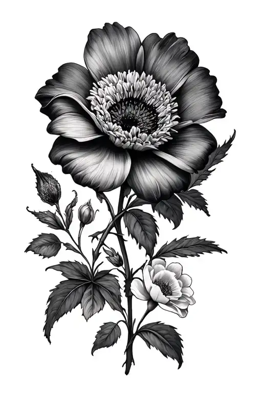 October And January Birth Flower sleeve tattoo design idea