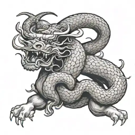 Chinese zodiac ox fighting snake tattoo design idea