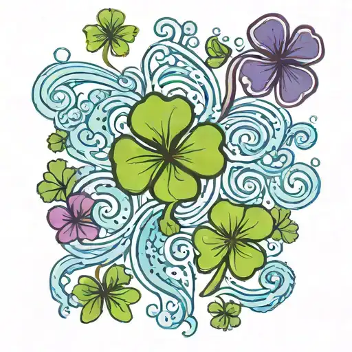 water, underwater, shamrock, blue, green, pruple tattoo design idea