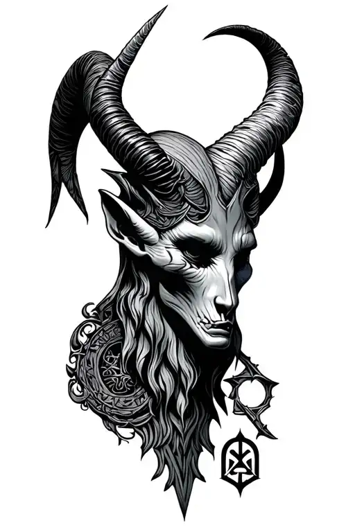 baphomet 666 symbols incorporated tattoo design idea