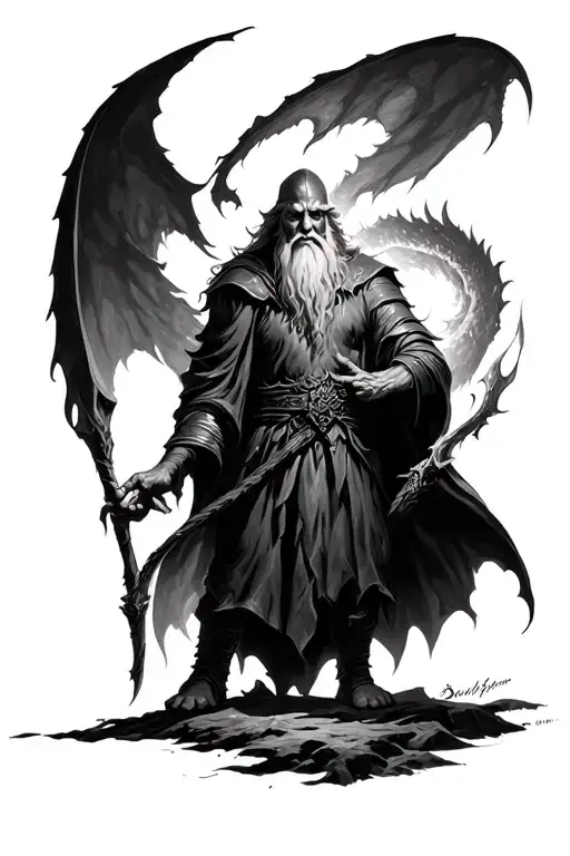 gandalf vs balrog drawn more tattoo design idea