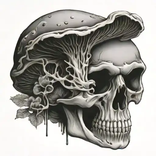 mushroom skull tattoo design idea