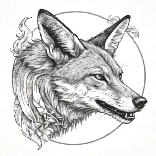 coyote smoking a cigarette tattoo design idea
