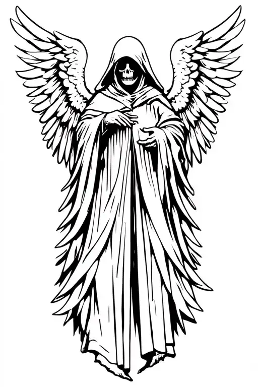 Angel Wings Half Dead and Half Alive And The Grim Reaper tattoo design idea