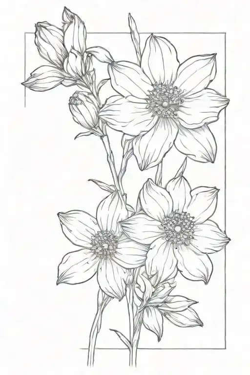 cosmos flower and paperwhite narcissus flower tattoo design idea